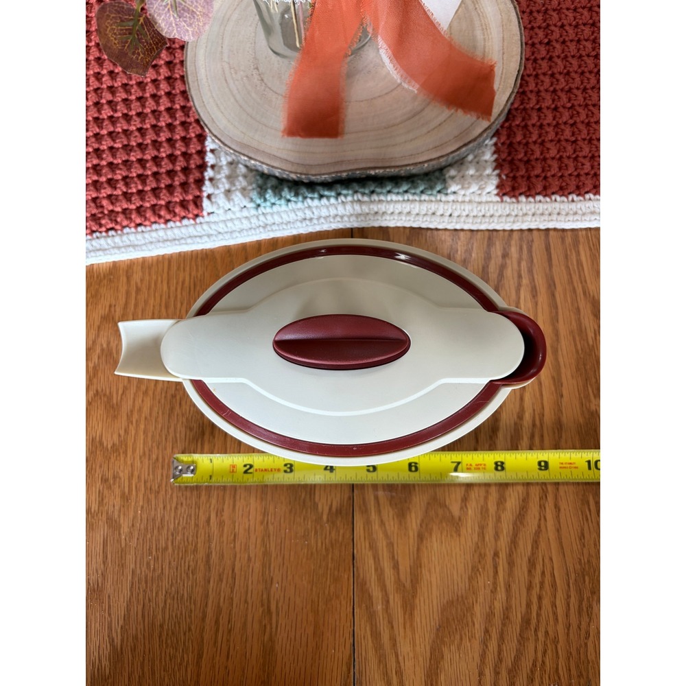 Tupperware Insulated Gravy Boat Sauce Server Cream Burgundy 550ml 400ml Vintage - Picture 3 of 13